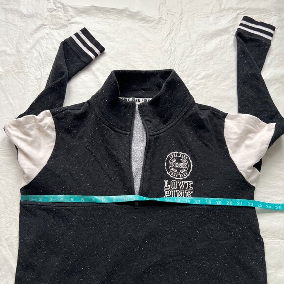 Victorias Secret Pink pullover sweater half zip black white speckled Large - Picture 5 of 7